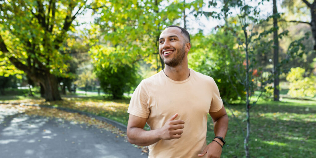 man enjoying exercise outside