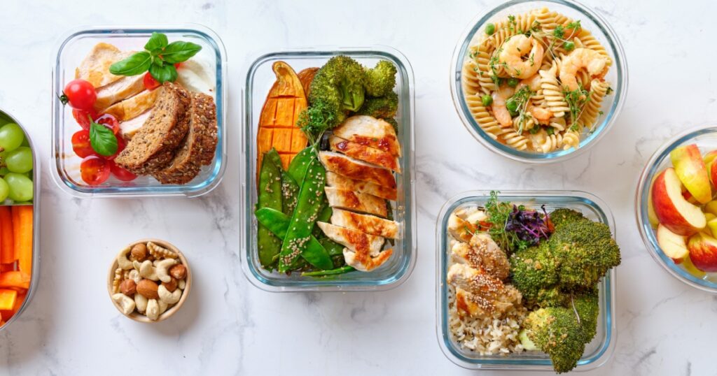 tupperware containers full of meal prep